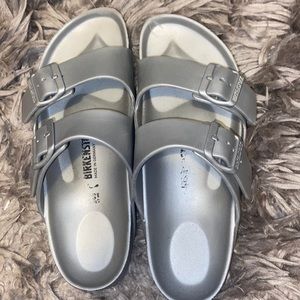 silver birkenstocks